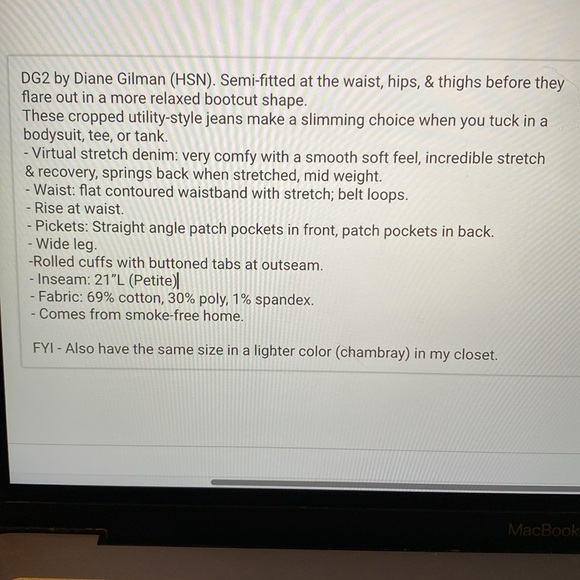 Gently Used DG2 Virtual Stretch Pull-On Utility Crop Jean 22 Women’s Petite - Picture 11 of 12